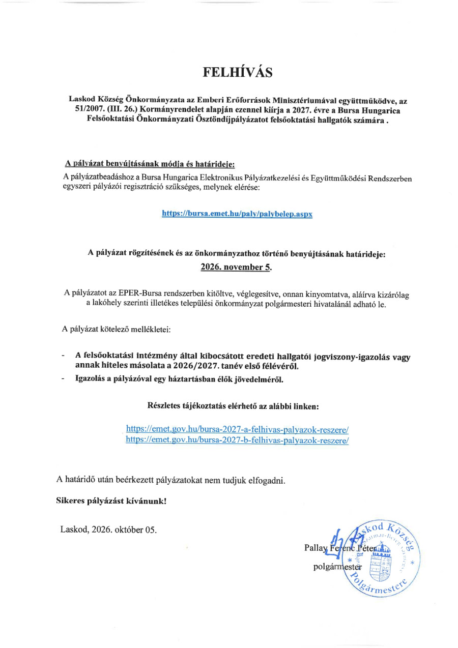 Bursa Hungarica 2027 �szt�nd�jp�ly�zat